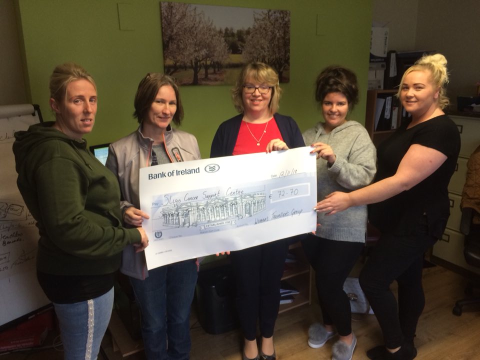 STSG presenting cheque for funds made at Pink October coffee morning